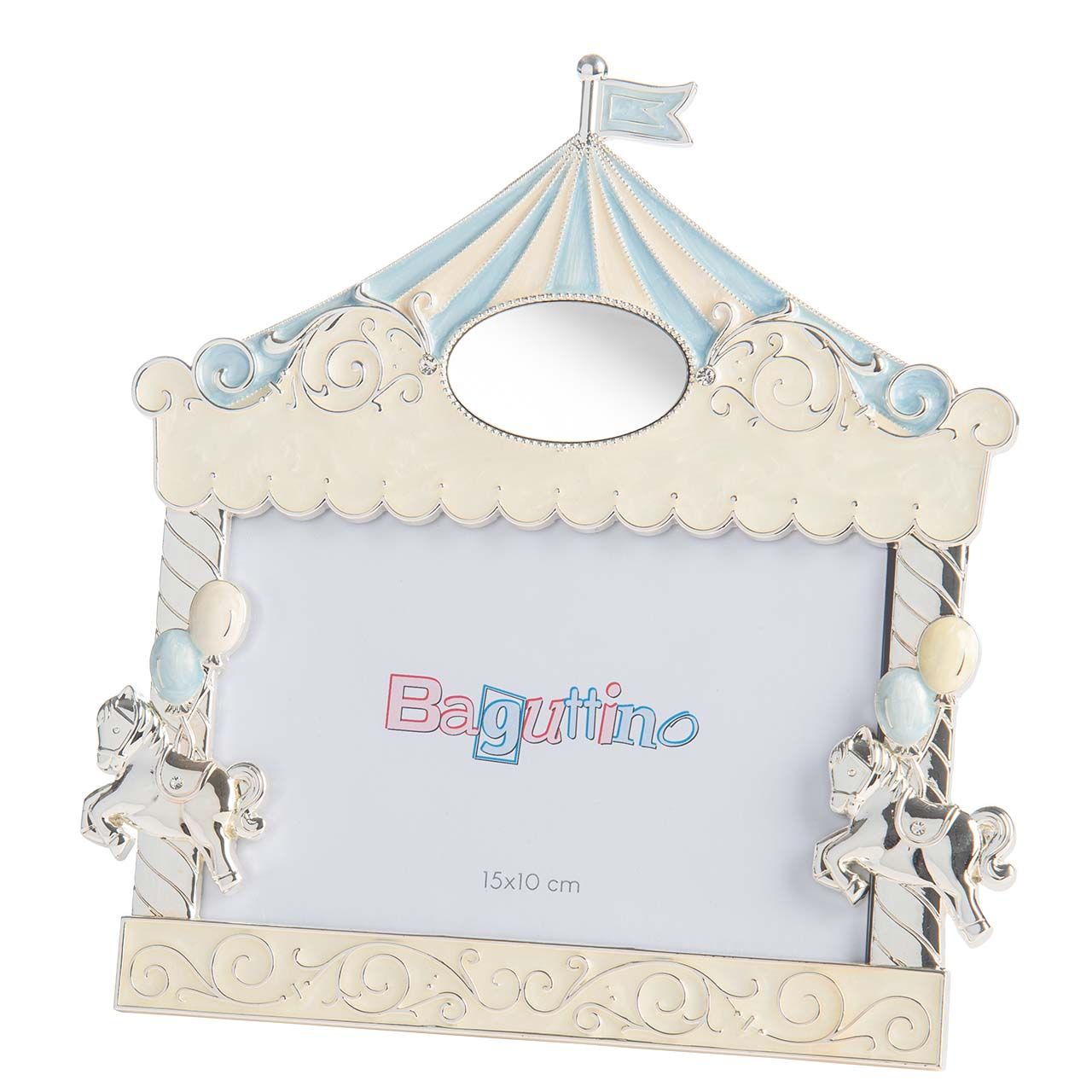 PORTAFOTO CIRCO CON CAVALLINI 10x15 AZZURRO
